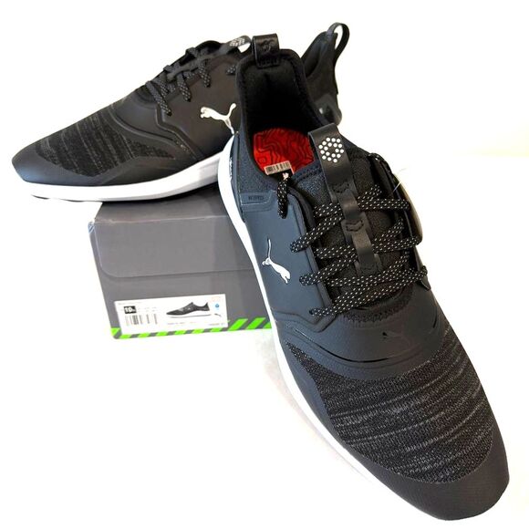 Puma Ignite NXT Lace Golf Shoes - Black/Silver-White - Men's US 10.5